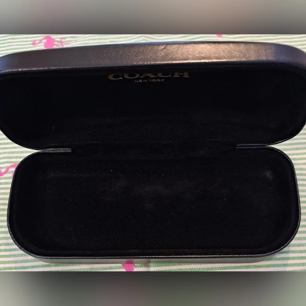 EUC Coach Black Leather Unisex Hard Shell Sunglass Eye Glasses Case w/ Cloth